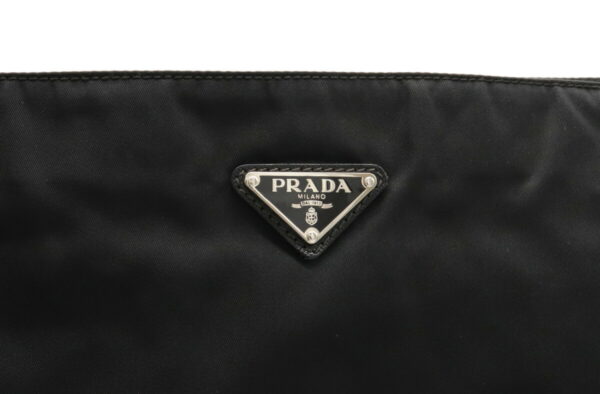 12030661 7 Prada Diagonal Nylon Leather Shoulder Bag Nero Black