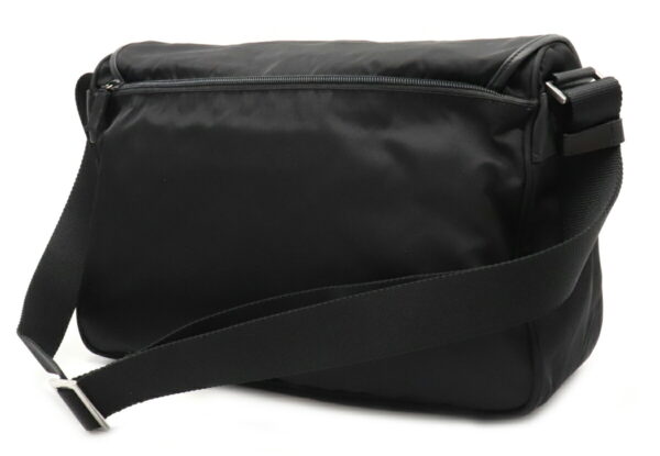 12030662 1 Prada Diagonal Messenger Nylon Leather Bag Nero Black