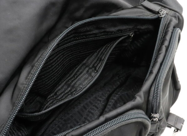 12030662 4 Prada Diagonal Messenger Nylon Leather Bag Nero Black