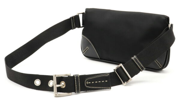 12030669 1 Prada Waist Pouch Nylon Leather Body Bag Nero Black