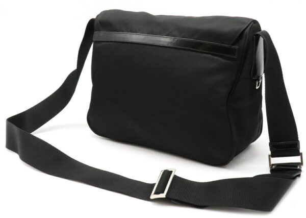 12030702 1 Prada Diagonal Nylon Leather Shoulder Bag Nero Black