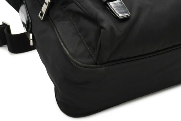 12030702 2 Prada Diagonal Nylon Leather Shoulder Bag Nero Black