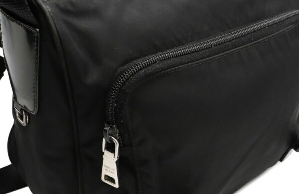 12030702 6 Prada Diagonal Nylon Leather Shoulder Bag Nero Black