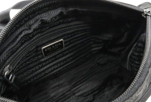 12030702 7 Prada Diagonal Nylon Leather Shoulder Bag Nero Black