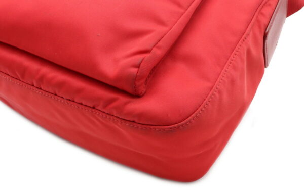 12030877 2 Prada Diagonal Nylon Leather Shoulder Bag Red