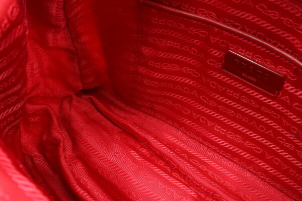 12030877 5 Prada Diagonal Nylon Leather Shoulder Bag Red