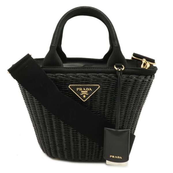 12031164 Prada Wicker 2WAY Basket Bag Nero Black