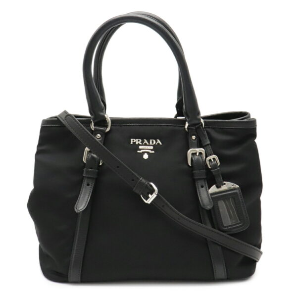 12031281 Prada 2WAY Crossbody Nylon Leather Tote Bag Black