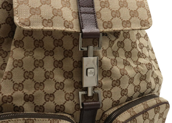 12031353 8 Gucci GG Jackie Line Rucksack Leather Khaki Beige