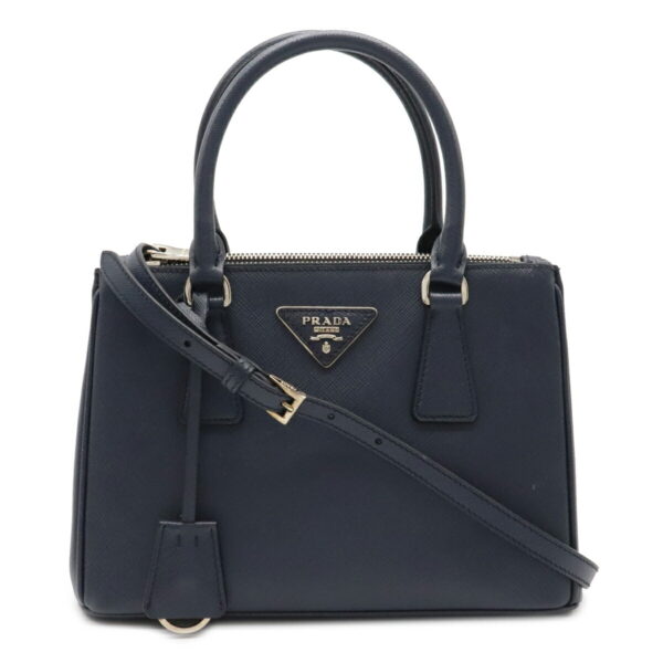 12031362 Prada Galleria 2WAY Leather Handbag Baltico Navy