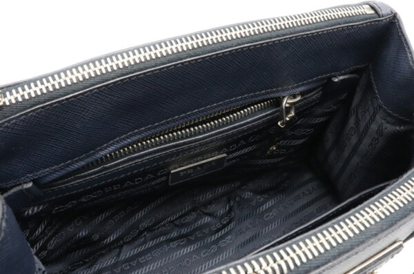 12031362 4 Prada Galleria 2WAY Leather Handbag Baltico Navy