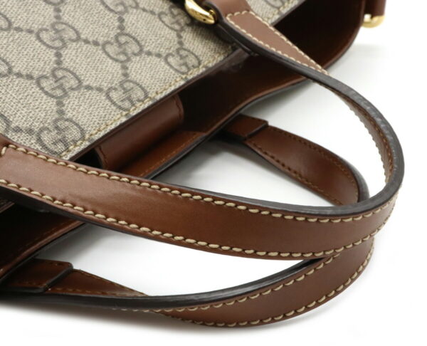 12031406 3 Gucci GG Supreme 2Way Handbag Leather Beige Brown