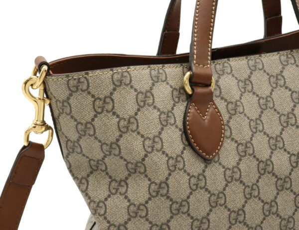 12031406 5 Gucci GG Supreme 2Way Handbag Leather Beige Brown