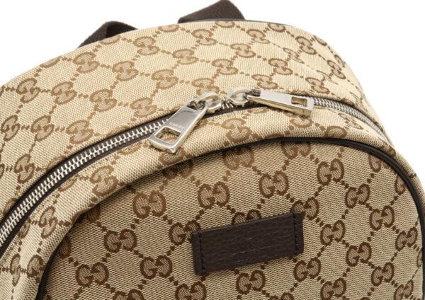 12031408 5 Gucci GG Rucksack Backpack Leather Khaki Beige