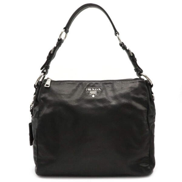 12031409 Prada One Shoulder Leather Shoulder Bag Nero Black