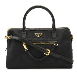 12031413 PRADA Tote Bag Leather Black Red