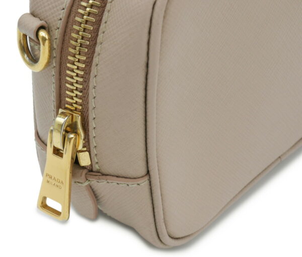 12040339 5 Prada Saffiano 2WAY Leather Crossbody Pochette Pink Beige