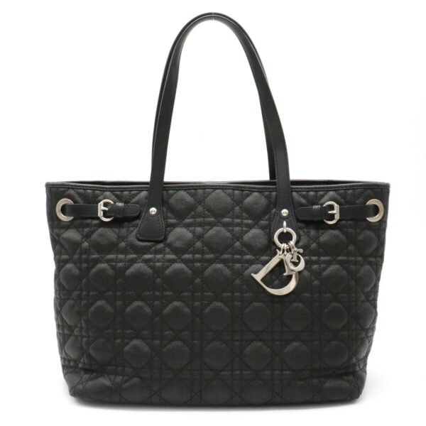 12040381 Christian Dior Lady Dior Panarea Tote Bag Leather Black