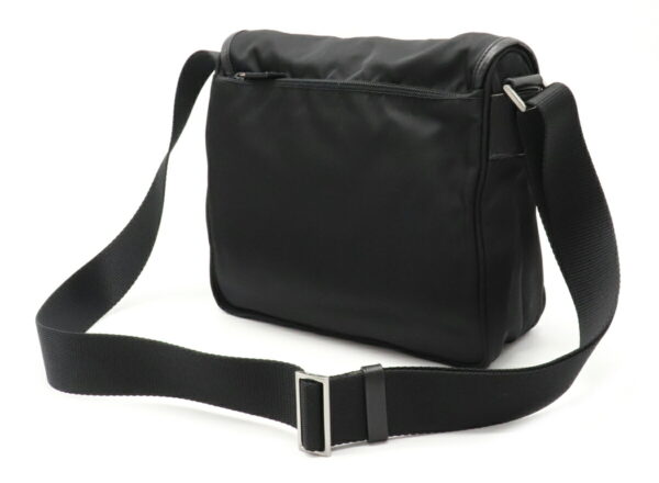 12040453 1 Prada Diagonal Nylon Leather Messenger Bag Nero Black