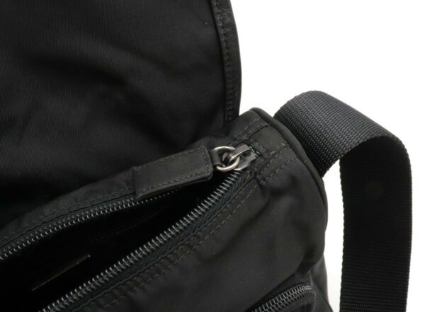 12040453 5 Prada Diagonal Nylon Leather Messenger Bag Nero Black