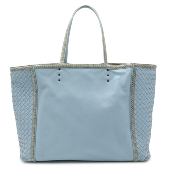 12040462 Bottega Veneta Intrecciato Tote Bag Leather Python Light Blue