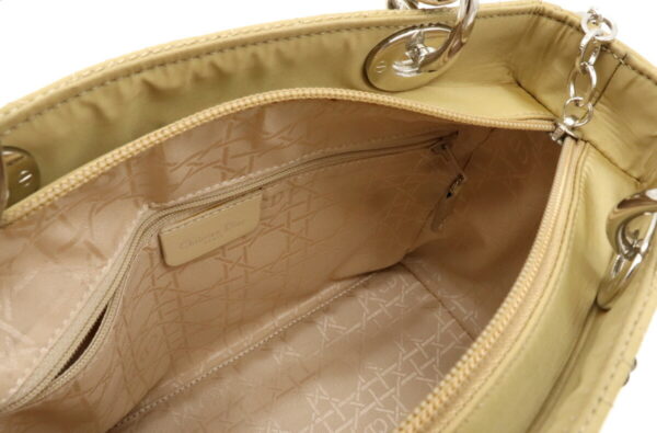 12040477 4 Christian Dior Lady Dior Cannage Handbag Nylon Leather Beige