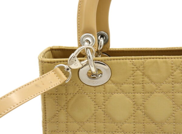 12040477 6 Christian Dior Lady Dior Cannage Handbag Nylon Leather Beige