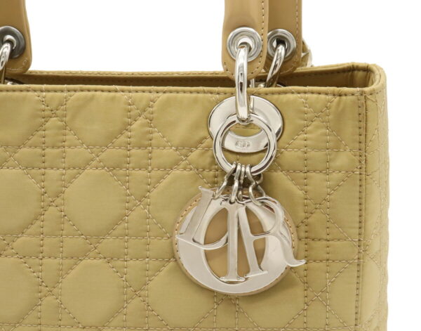 12040477 8 Christian Dior Lady Dior Cannage Handbag Nylon Leather Beige