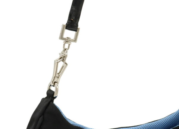 12040524 6 Prada Mini Nylon Patent Leather Handbag Nero Black Blue