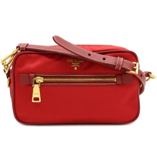 12040551 Prada 2WAY Nylon Leather Pouch Red