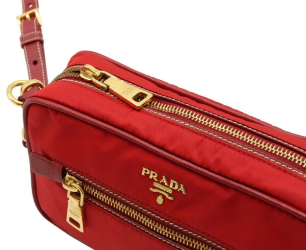 12040551 5 Prada 2WAY Nylon Leather Pouch Red