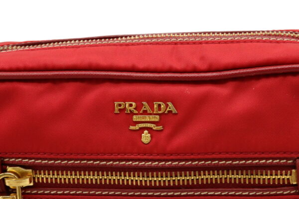 12040551 8 Prada 2WAY Nylon Leather Pouch Red