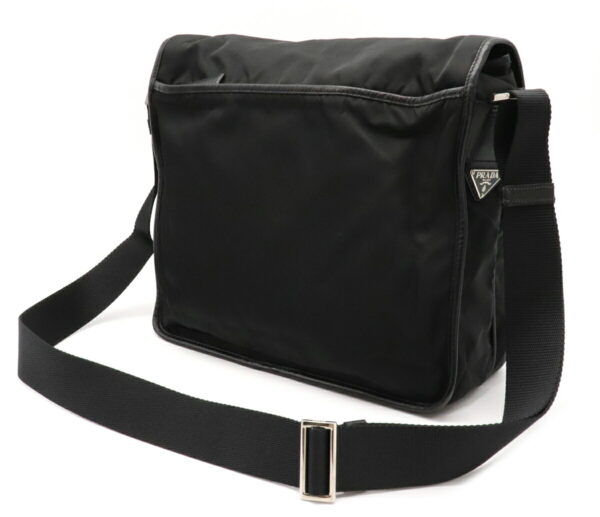 12040562 1 Prada Diagonal Nylon Leather Messenger Bag Nero Black