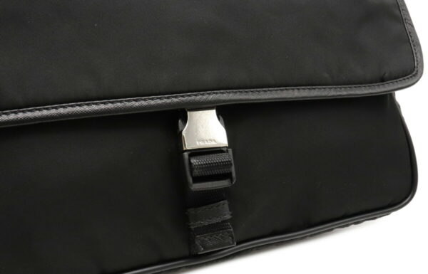 12040562 7 Prada Diagonal Nylon Leather Messenger Bag Nero Black