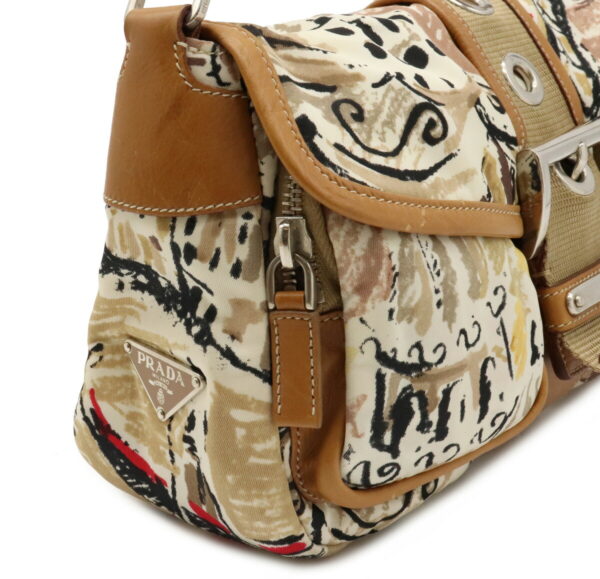 12040569 8 Prada All Over Nylon Handbag Camel Beige