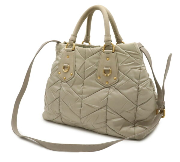 12040582 1 Prada 2WAY Nylon Leather Shoulder Bag Beige