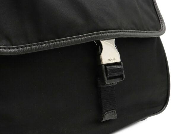 12040591 5 Prada Diagonal Nylon Leather Messenger Bag Nero Black