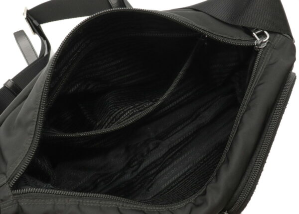 12040716 4 Prada Vela Diagonal Nylon Leather Messenger Bag Nero Black