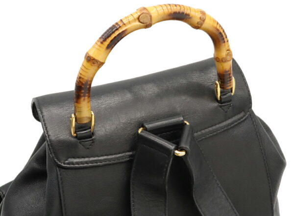 12041075 3 Gucci Bamboo Rucksack Backpack Leather Black