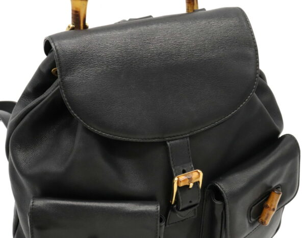 12041075 6 Gucci Bamboo Rucksack Backpack Leather Black