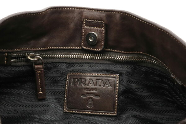 12041147 5 Prada One Shoulder Denim Leather Shoulder Bag Indigo Black