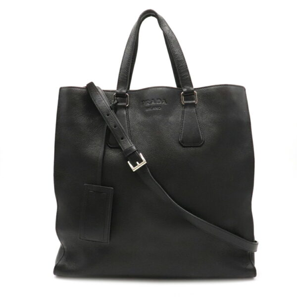 12041209 Prada 2WAY Soft Calf Leather Business Bag Nero Black