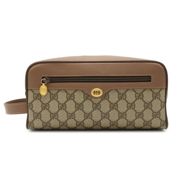 12041210 Gucci GG Supreme Clutch Bag Leather Beige Mocha