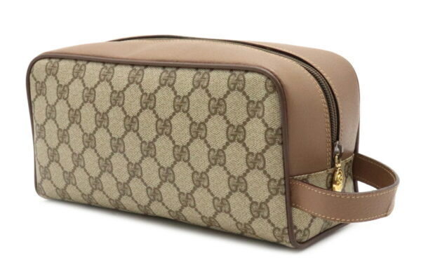 12041210 1 Gucci GG Supreme Clutch Bag Leather Beige Mocha