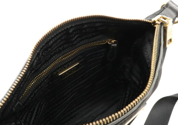 12041212 4 Prada Diagonal Nylon Leather Shoulder Bag Nero Black