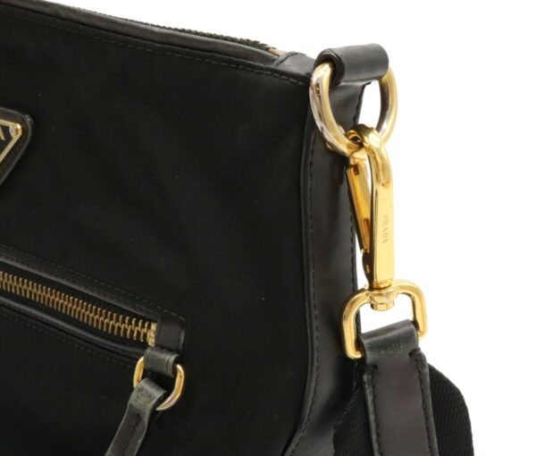 12041212 6 Prada Diagonal Nylon Leather Shoulder Bag Nero Black