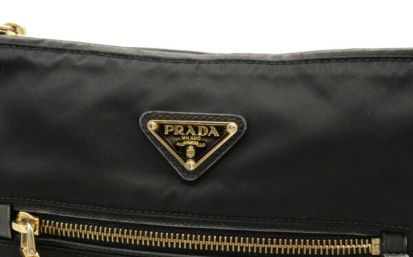 12041212 8 Prada Diagonal Nylon Leather Shoulder Bag Nero Black