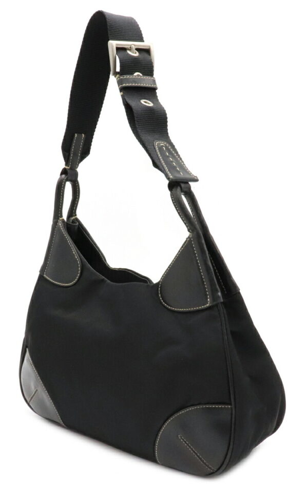 12041213 1 Prada Nylon Leather Shoulder Bag Nero Black