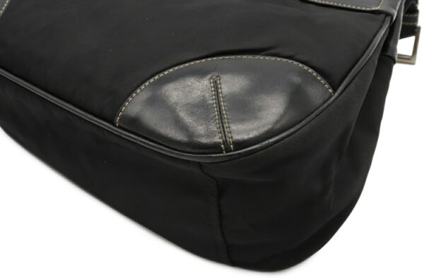 12041213 2 Prada Nylon Leather Shoulder Bag Nero Black