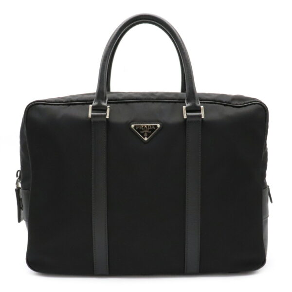 12041214 Prada Business Nylon Leather Briefcase Nero Black